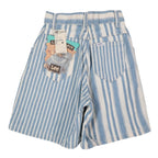 Lee Striped Denim Shorts Girls 7 Slim Vintage 90s Blue White Cotton Deadstock - take2supply