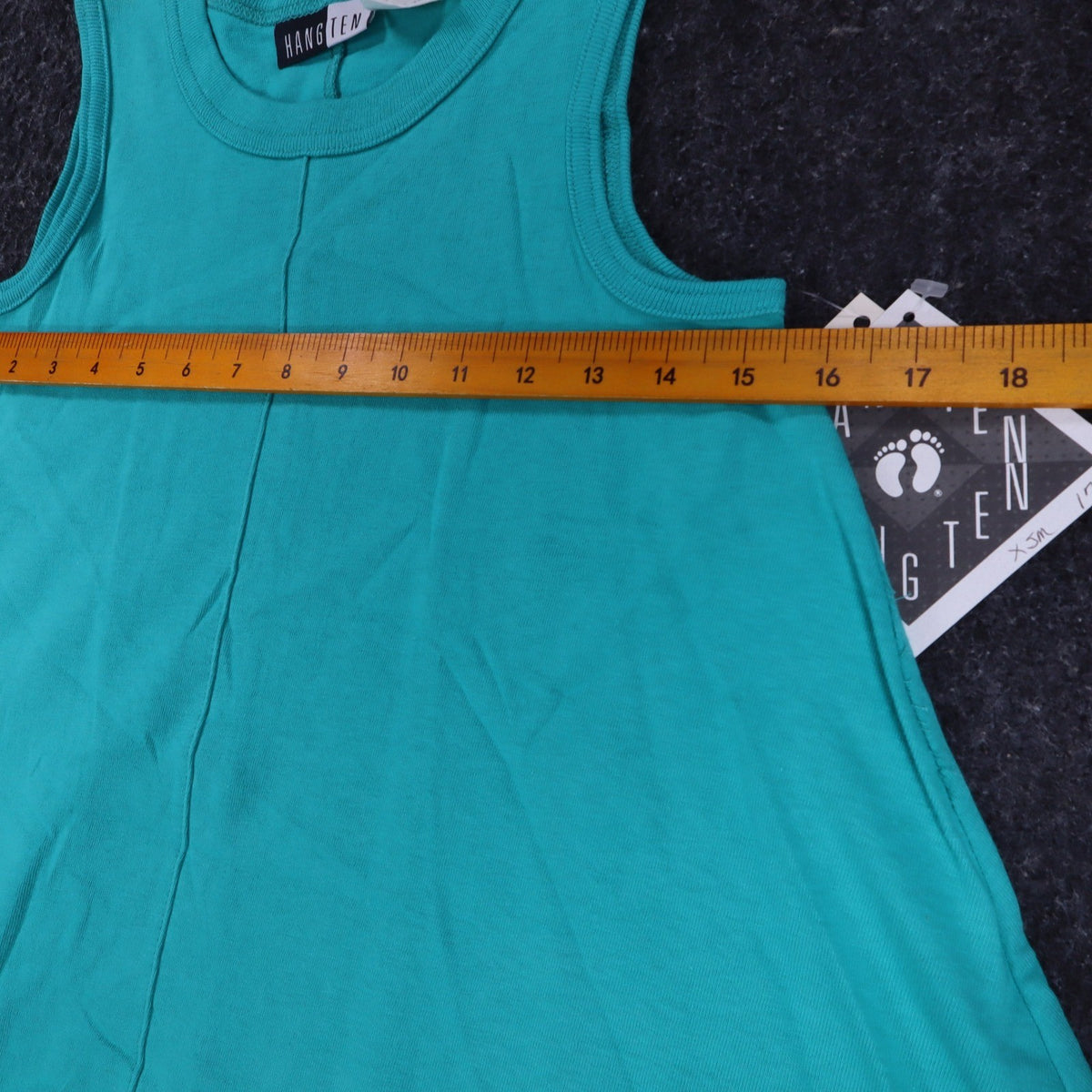 Hang Ten Tank Top Womens XS Vintage 90s Teal Cotton A-Line Sleeveless USA Made - take2supply