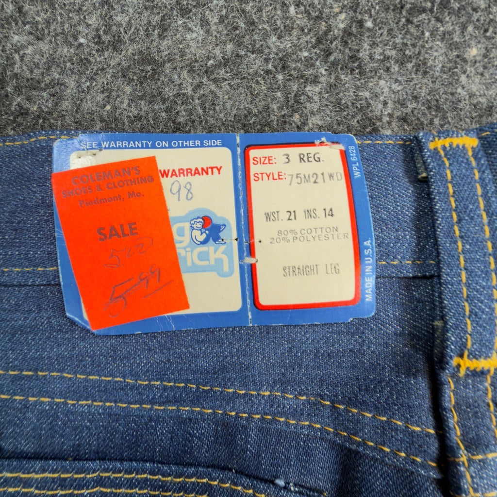 Maverick Vintage 70s Kids Jeans Size 3 Reg Blue Denim Hot Air Balloon Deadstock - take2supply