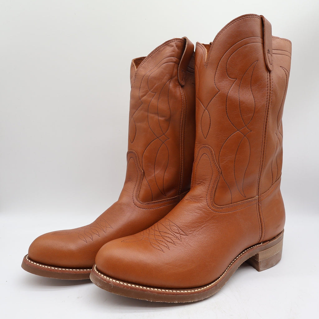 Walker Vintage Western Boots Mens 11 Brown Leather Deadstock NIB USA Made - take2supply