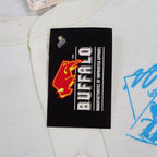 Buffalo Shirts Henley Shirt Medium Vintage 90s Skier Graphic Long Sleeve Cream - take2supply
