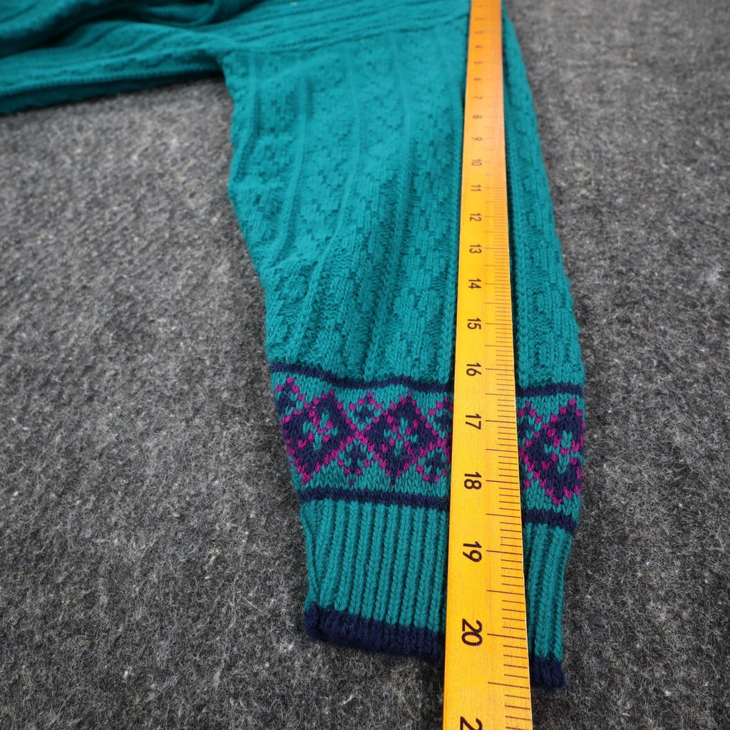 Cricket Lane Cardigan Women Medium Petite Vintage 90s Teal Acrylic Knit NWT USA - take2supply