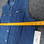 Links Denim Vest Womens XL Blue Stretch Button Front Sleeveless Jean Jacket NEW - take2supply