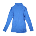Zoé Ruched Mock Neck Top Womens P/S Blue Rayon Stretch Long Sleeve Canada NWT - take2supply