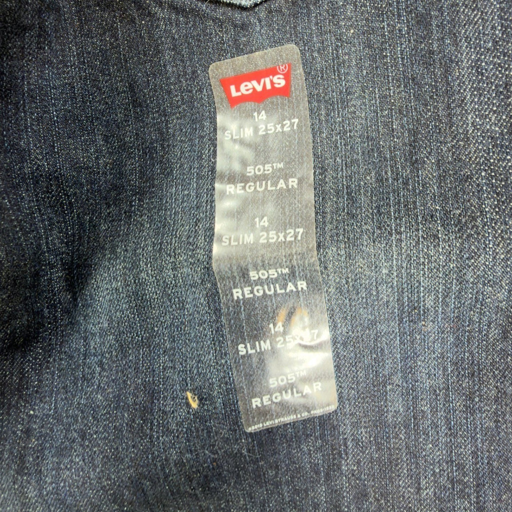 Levi's 505 Regular Fit Jeans Boys 14 Slim 25x27 Dark Wash Straight Leg Denim - take2supply