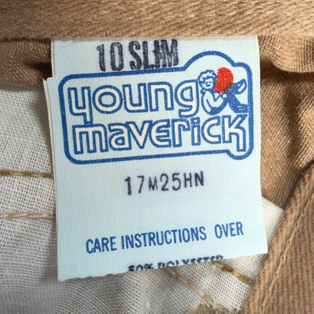 Maverick Vintage 70s Flare Pants Girls 10 Slim Beige USA NOS NWT 23.5x28 - take2supply