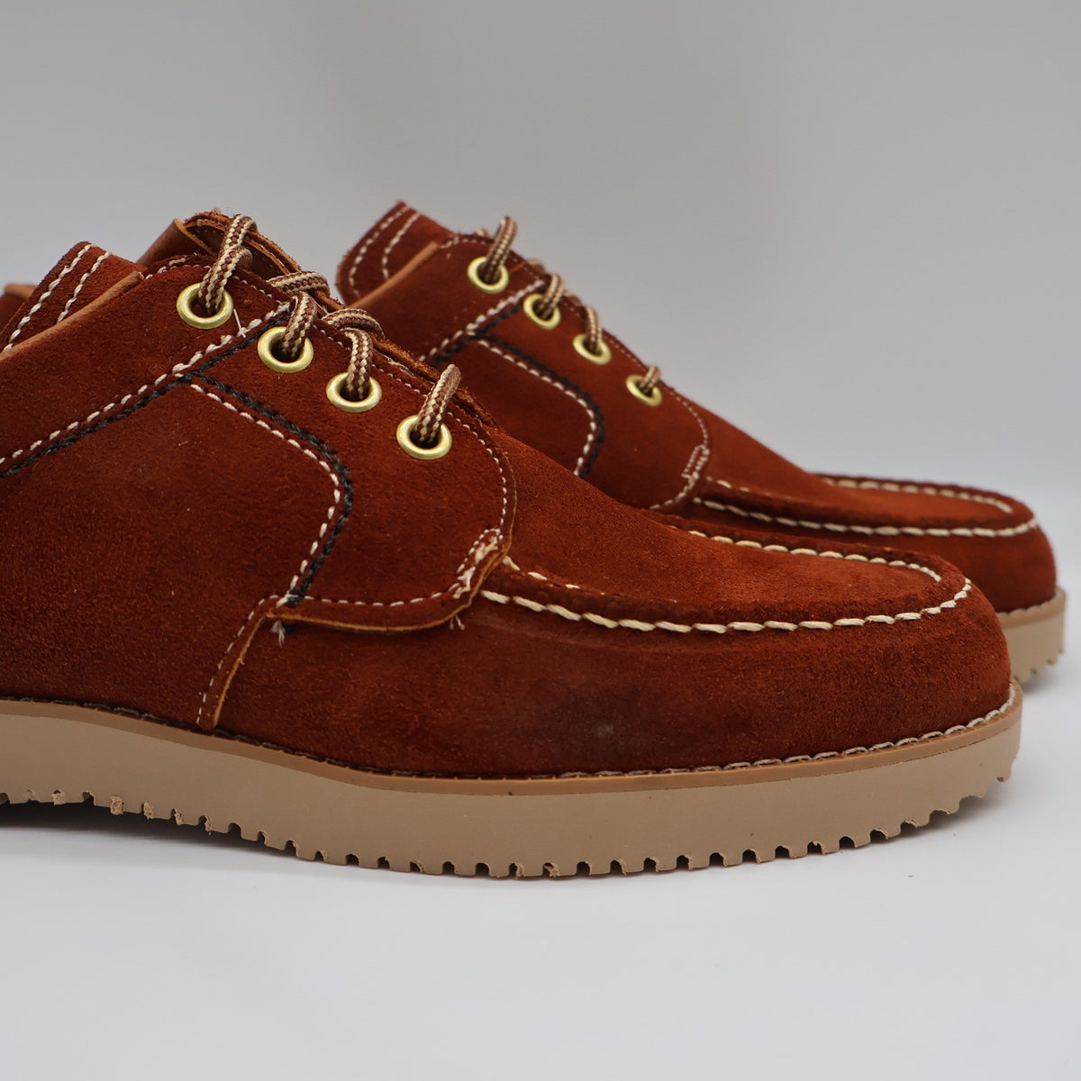 James Pepper Vintage 60s 70s Moc Toe Oxford Shoes Mens 6D Rust Suede Deadstock - take2supply