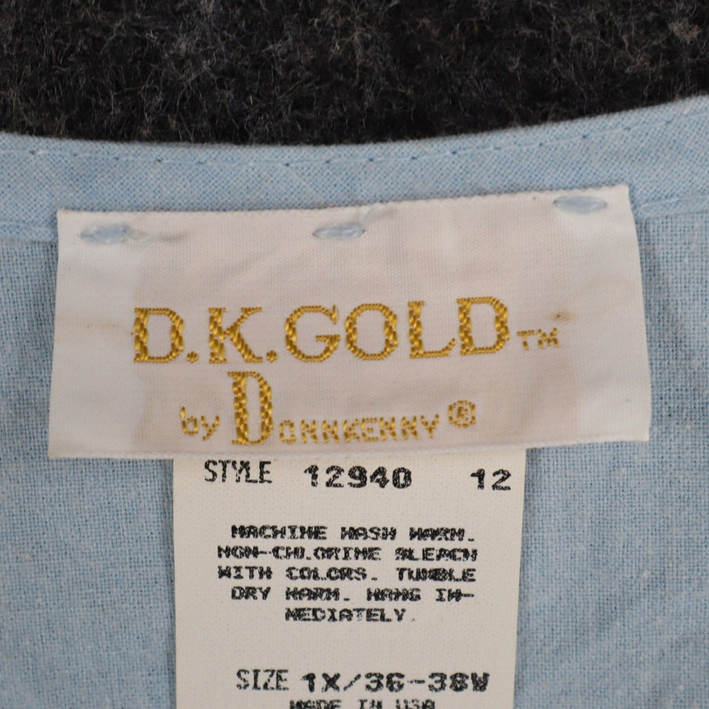 D.K. Gold Vest Womens 1X Vintage 90s Blue Floral Reversible Cotton Blend NWT - take2supply