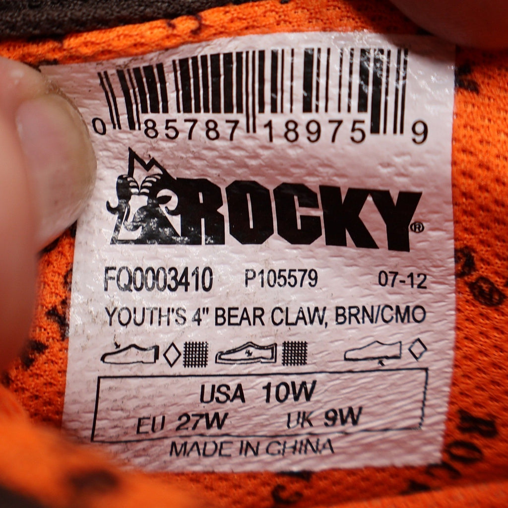 Rocky Bear Claw Boots Kids 10W Brown Camo Thinsulate Hunting Outdoor FQ0003410 - take2supply