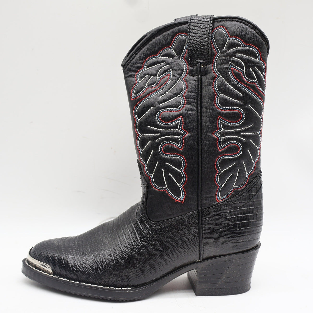 Laredo Western Cowboy Boots Kids Size 2D Vintage Black Lizard Embossed 28-2230-6 - take2supply