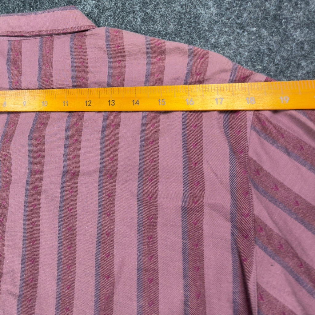 Bill Blass Vintage 80s Striped Button Down Shirt Womens 10 Fuchsia Cotton NWT - take2supply
