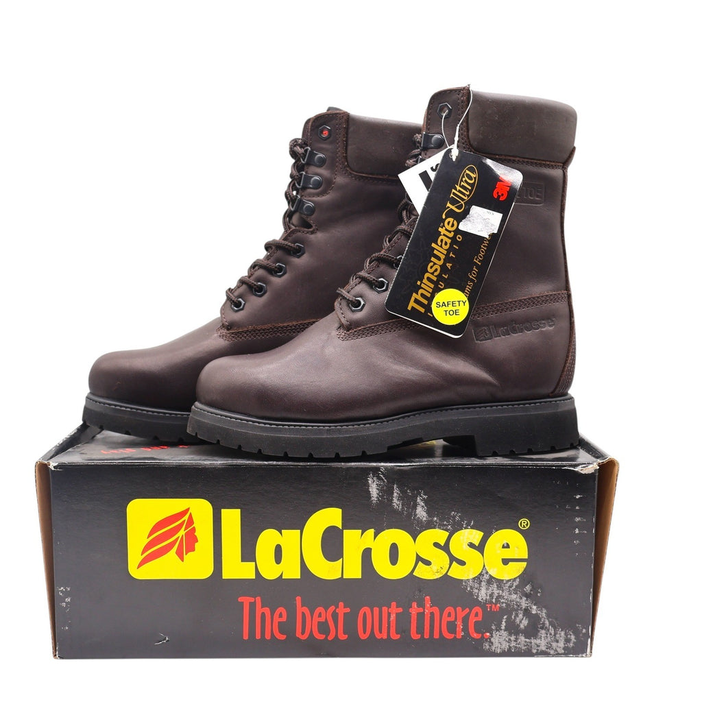 LaCrosse Caribou II Work Boots Mens 8 Vintage Brown Leather Steel Toe Thinsulate - take2supply