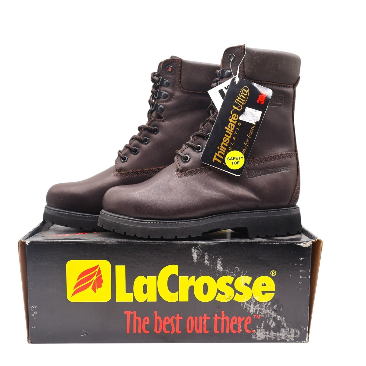 LaCrosse Caribou II Work Boots Mens 8 Vintage Brown Leather Steel Toe Thinsulate - take2supply