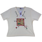 TM Sport by That's Me V-Neck Top Large Vintage Y2K Yellow Floral Embroidered NWT - take2supply