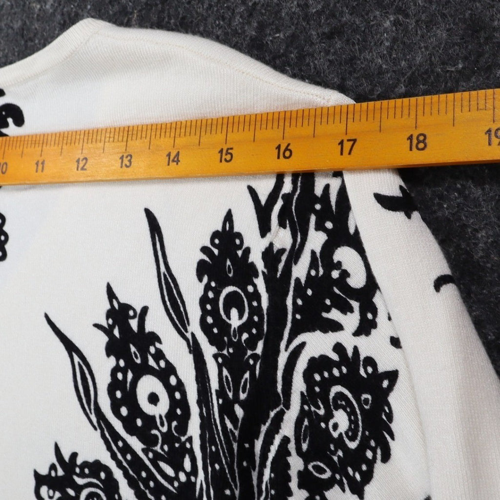 Pierri New York V-Neck Sweater Womens Size M Black White Embellished Baroque - take2supply