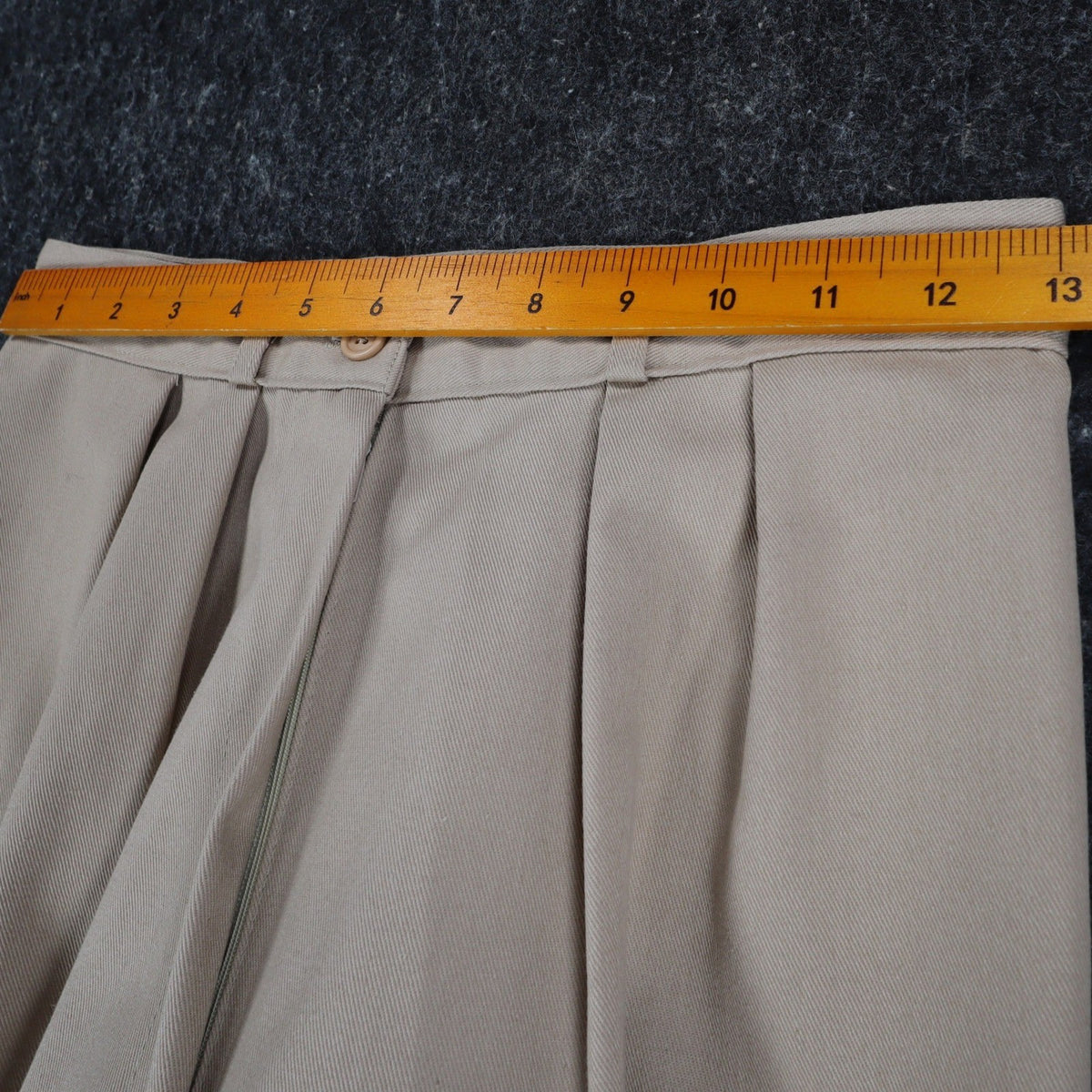 Vintage 90s High Rise Pleated Trousers Womens 11/12 Beige Wide Leg Made in USA - take2supply