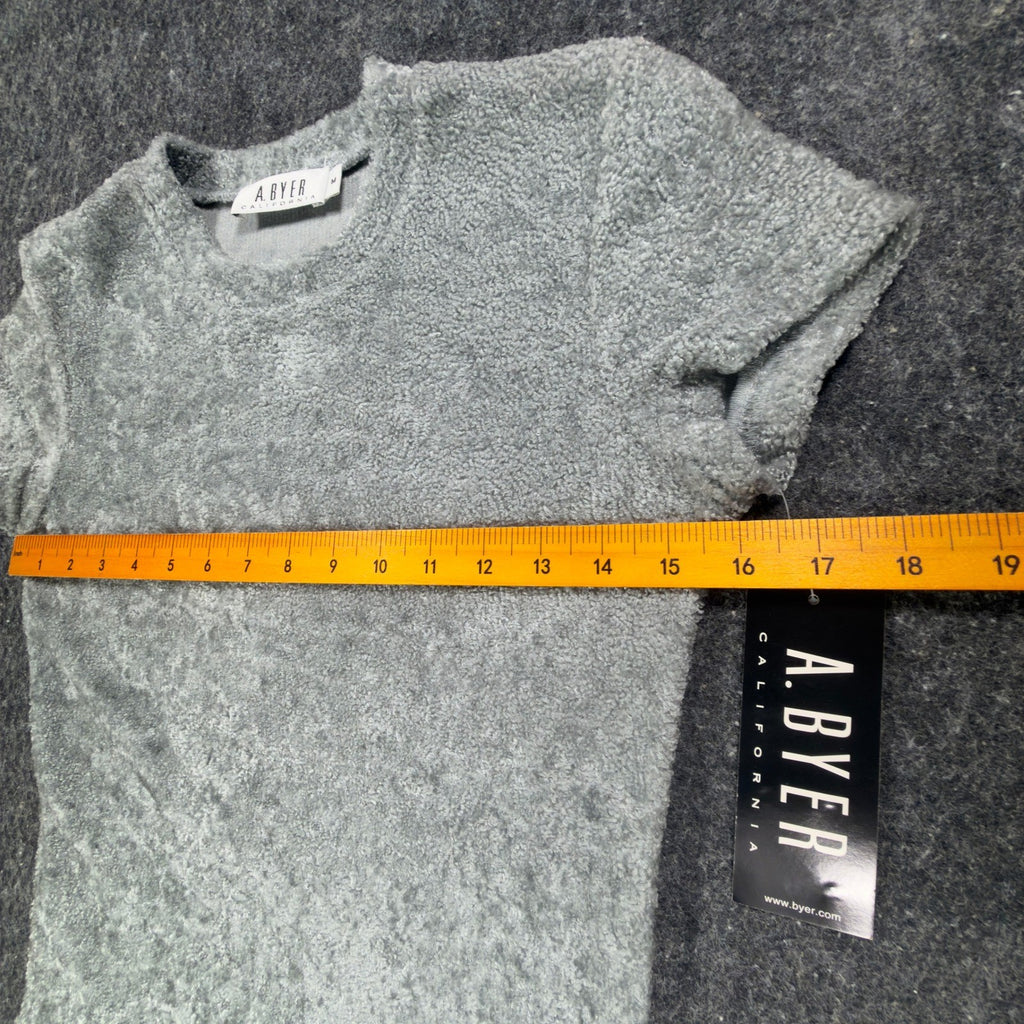 A. Byer Y2K Textured Tee Womens M Gray Polyester NWT - take2supply