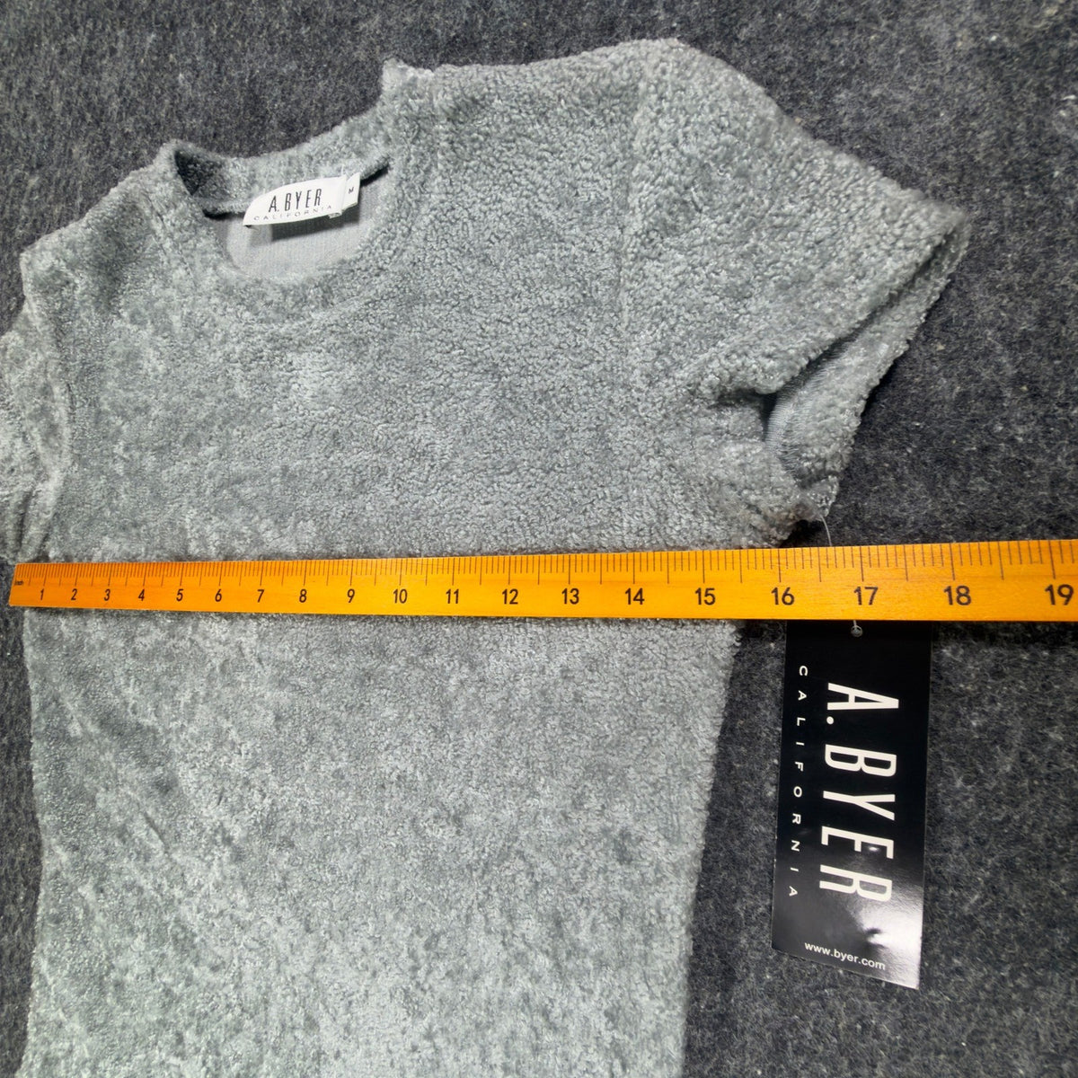 A. Byer Y2K Textured Tee Womens M Gray Polyester NWT - take2supply