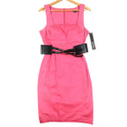 XOXO Sheath Dress Womens 9/10 Pink Cotton Stretch Belted Block Party 5897CBN5 - take2supply