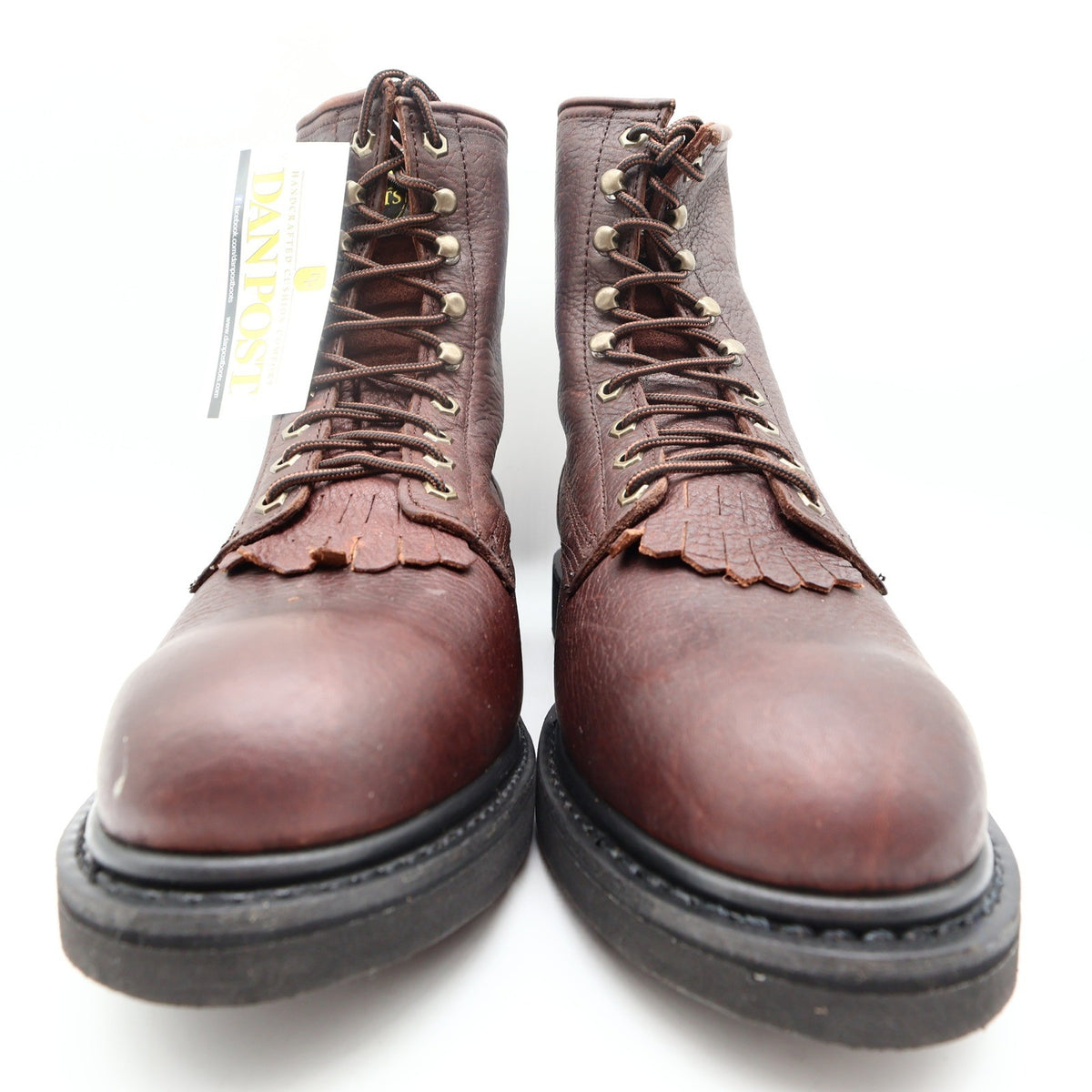 Dan Post Lace Up Boots Mens 13D Brown Oily Leather Kiltie DP69612 New With Tags - take2supply