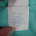 Fran Keene Vintage 70s Blouse Womens 10 Aqua Mint Green Short Sleeve Button Up - take2supply