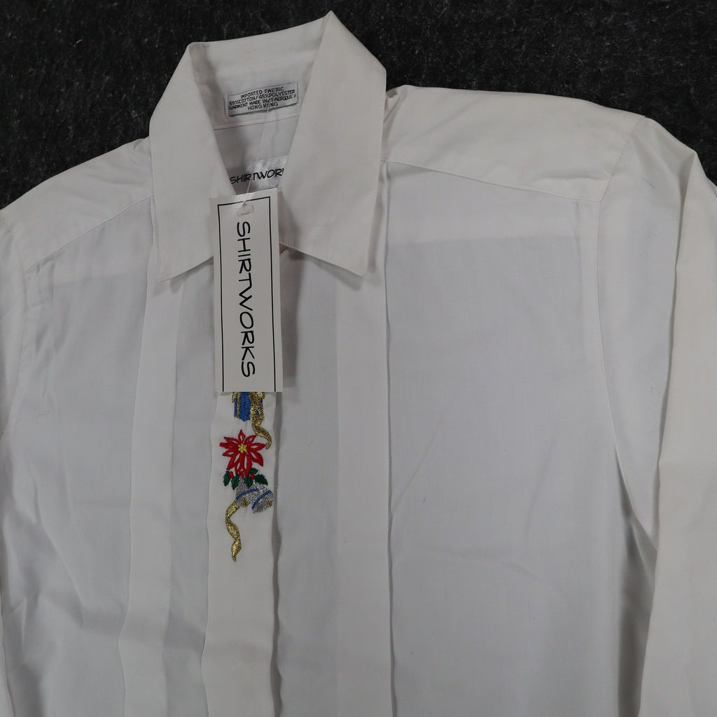 Shirtworks Christmas Shirt Womens S White Embroidered NWT NOS - take2supply