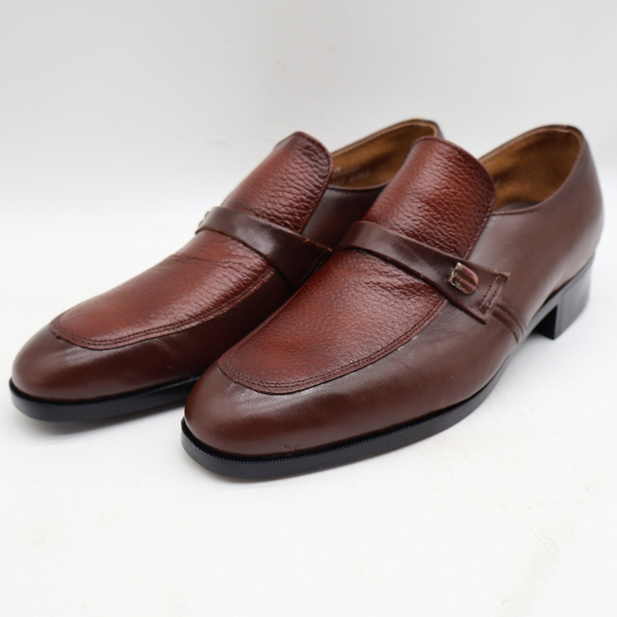 Barclay Loafers Mens 7.5 D Vintage Brown Leather Slip On Dress Shoes 95182 - take2supply