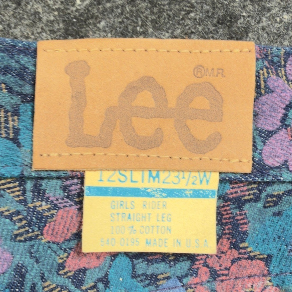 Lee Vintage 90s Floral Tapestry Jeans Girls 12 Slim Blue Cotton Deadstock NWT - take2supply