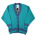 Cricket Lane Cardigan Women Medium Petite Vintage 90s Teal Acrylic Knit NWT USA - take2supply