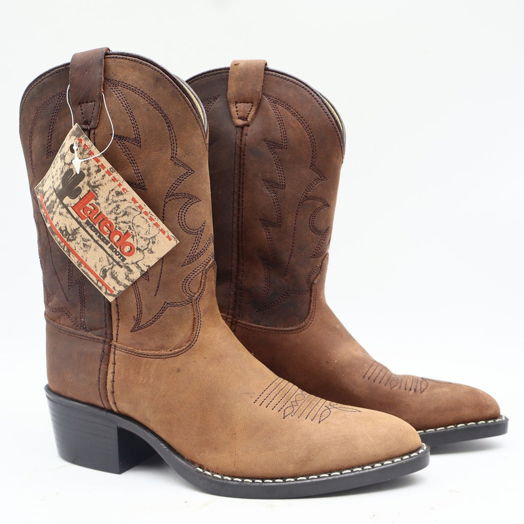Laredo Western Boots Youth 2 D Tan Distressed Leather Cowboy Boots 28-2240 NIB - take2supply