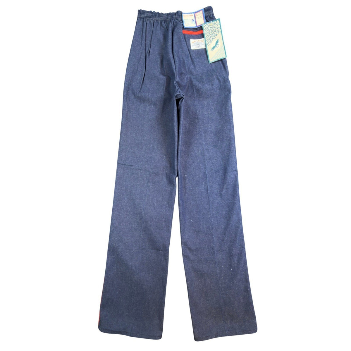 Maverick Vintage 80s Pants Girls 14 Blue Track Piping USA Made NOS NWT 24.5x30 - take2supply