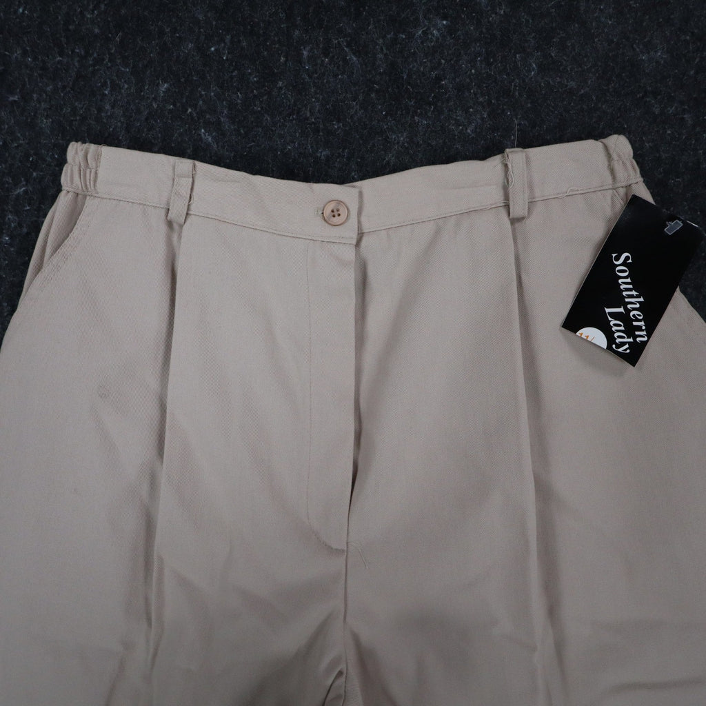 Southern Lady Culottes Women 14 Vintage 90s Khaki Pleated Wide Leg Shorts NWT - take2supply