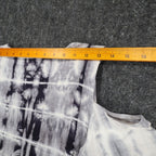 Tribal Cold Shoulder Top Womens Small Gray White Tie Dye Rayon Stretch V-Neck - take2supply