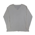 Carolyn Taylor Essentials Women Large White V-Neck Scallop Trim Knit Sweater NWT - take2supply