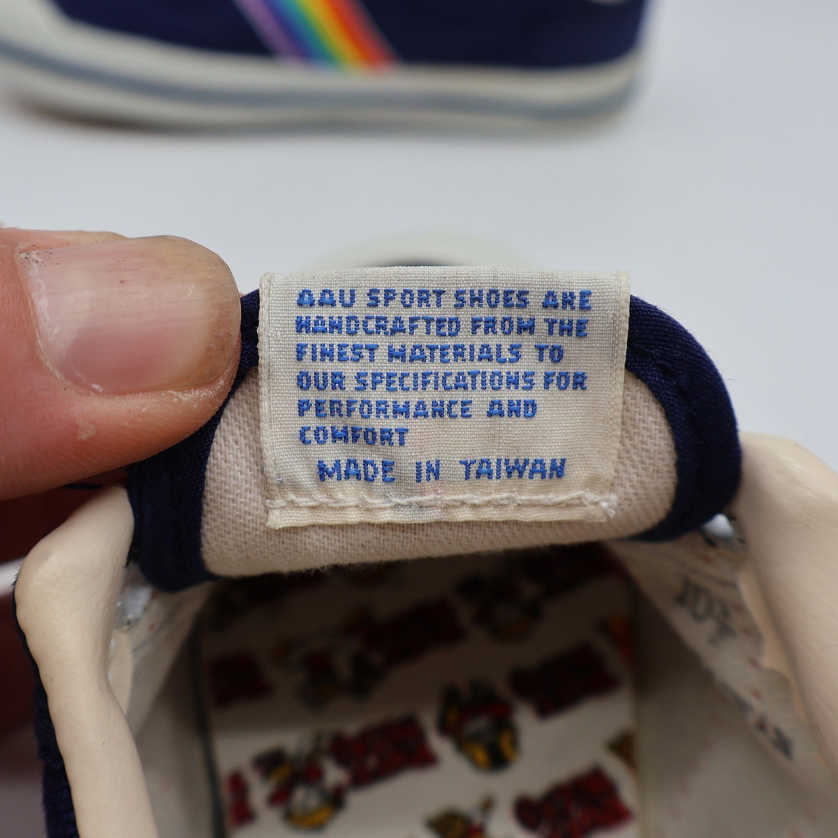 AAU Ruff Necks Scooter Shoes 10.5 Vintage Deadstock Navy Rainbow Canvas Sneakers - take2supply