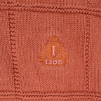 IZOD Sweater Mens Medium Orange 100% Cotton Crewneck Grid Texture Knit Classic - take2supply