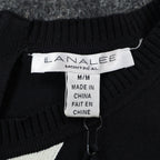 Lana Lee Sweater Womens M/L Black White Striped Colorblock Back Zip Knit Top - take2supply