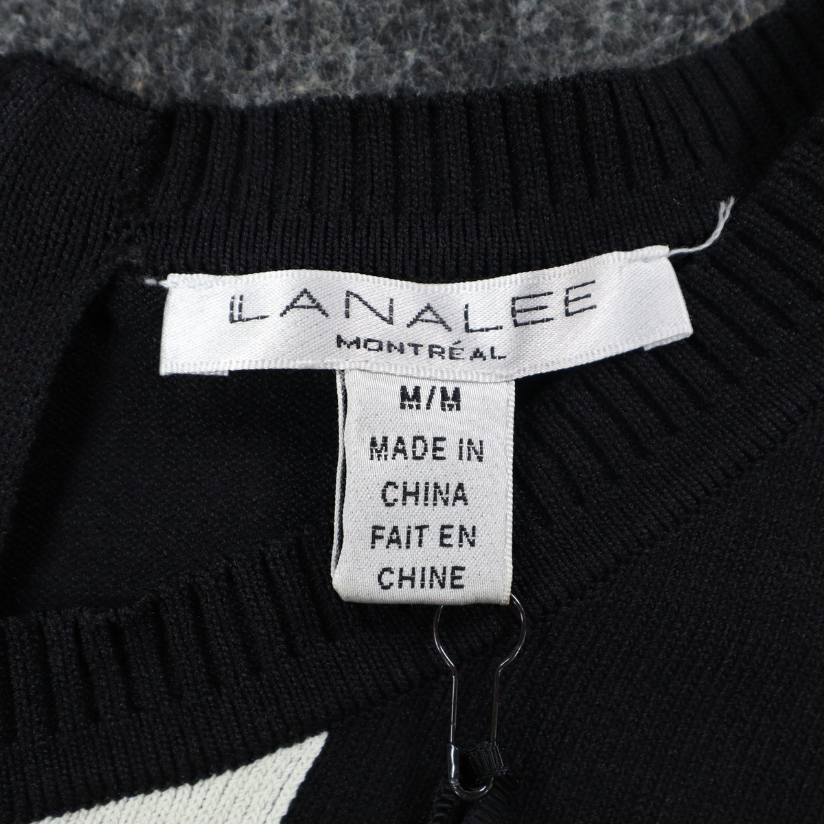 Lana Lee Sweater Womens M/L Black White Striped Colorblock Back Zip Knit Top - take2supply