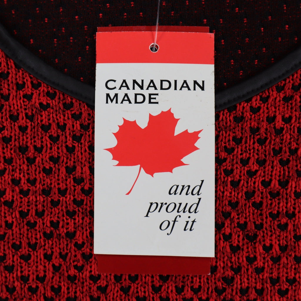 Dusak Designs Tunic Sweater Womens S Red Black Textured Knit Layered Hem Canada - take2supply