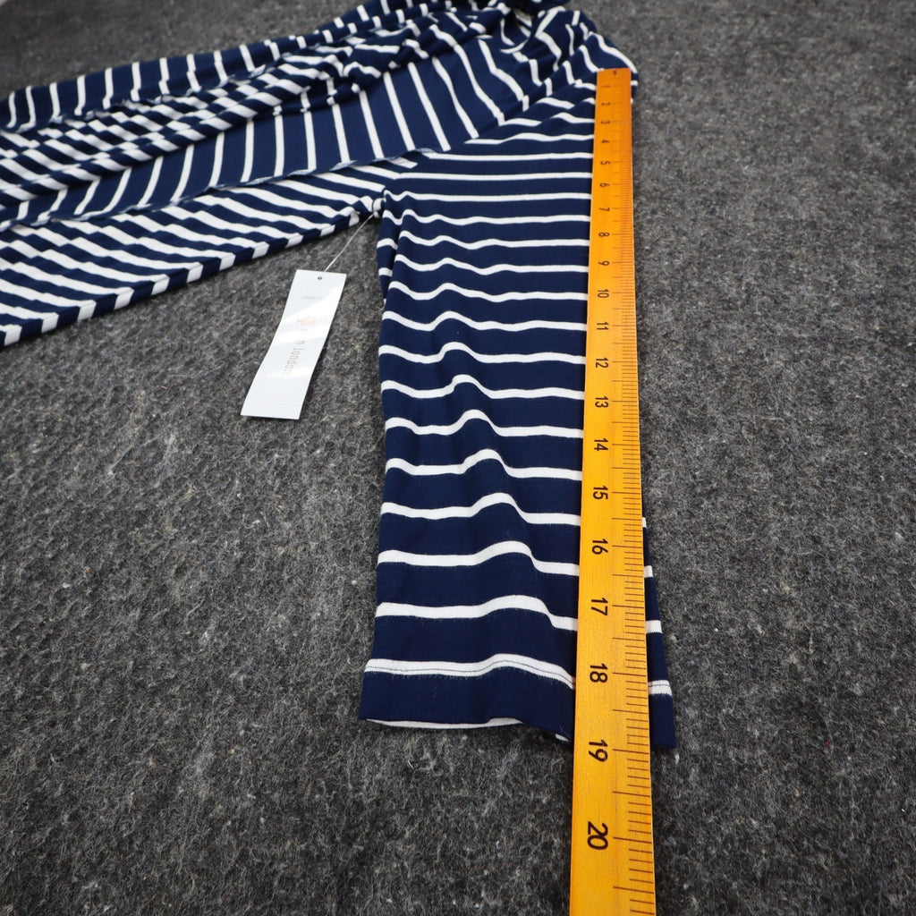 Erin London Tunic Top Womens Medium Navy Blue White Striped Sharkbite Hem NWT - take2supply