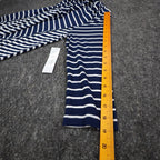 Erin London Tunic Top Womens Medium Navy Blue White Striped Sharkbite Hem NWT - take2supply
