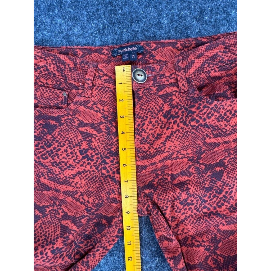 My Michelle Skinny Jeans Girls 14 Red Orange Snakeskin Stretch Denim NWT - take2supply