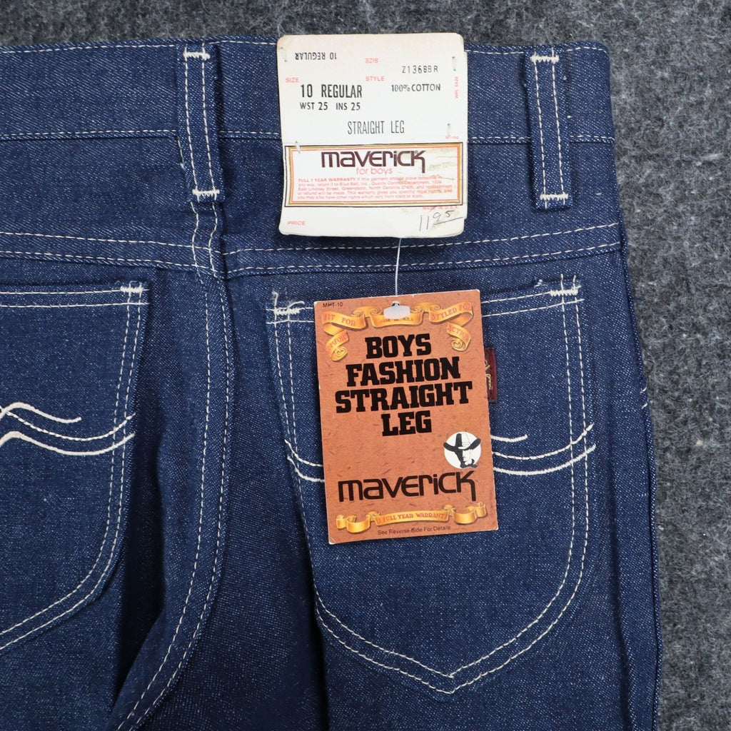 Maverick Straight Leg Jeans Boys 10 Regular Vintage 70s Deadstock Cotton USA - take2supply