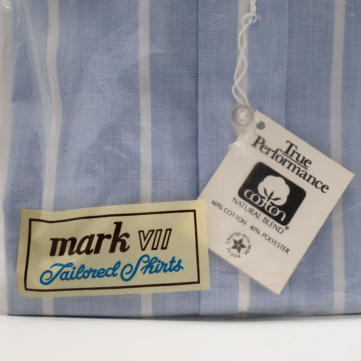 Mark VII Dress Shirt 16.5 32/33 Blue Stripe White Contrast Collar USA New - take2supply