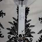 Pierri New York V-Neck Sweater Womens Size M Black White Embellished Baroque - take2supply
