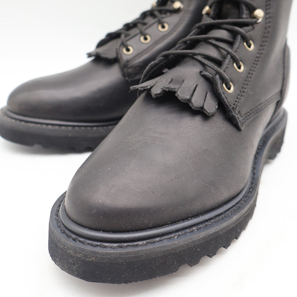 Double-H Western Packer Boots Womens 6.5 M Y2K Black Leather Lace Up Kiltie 9346 - take2supply