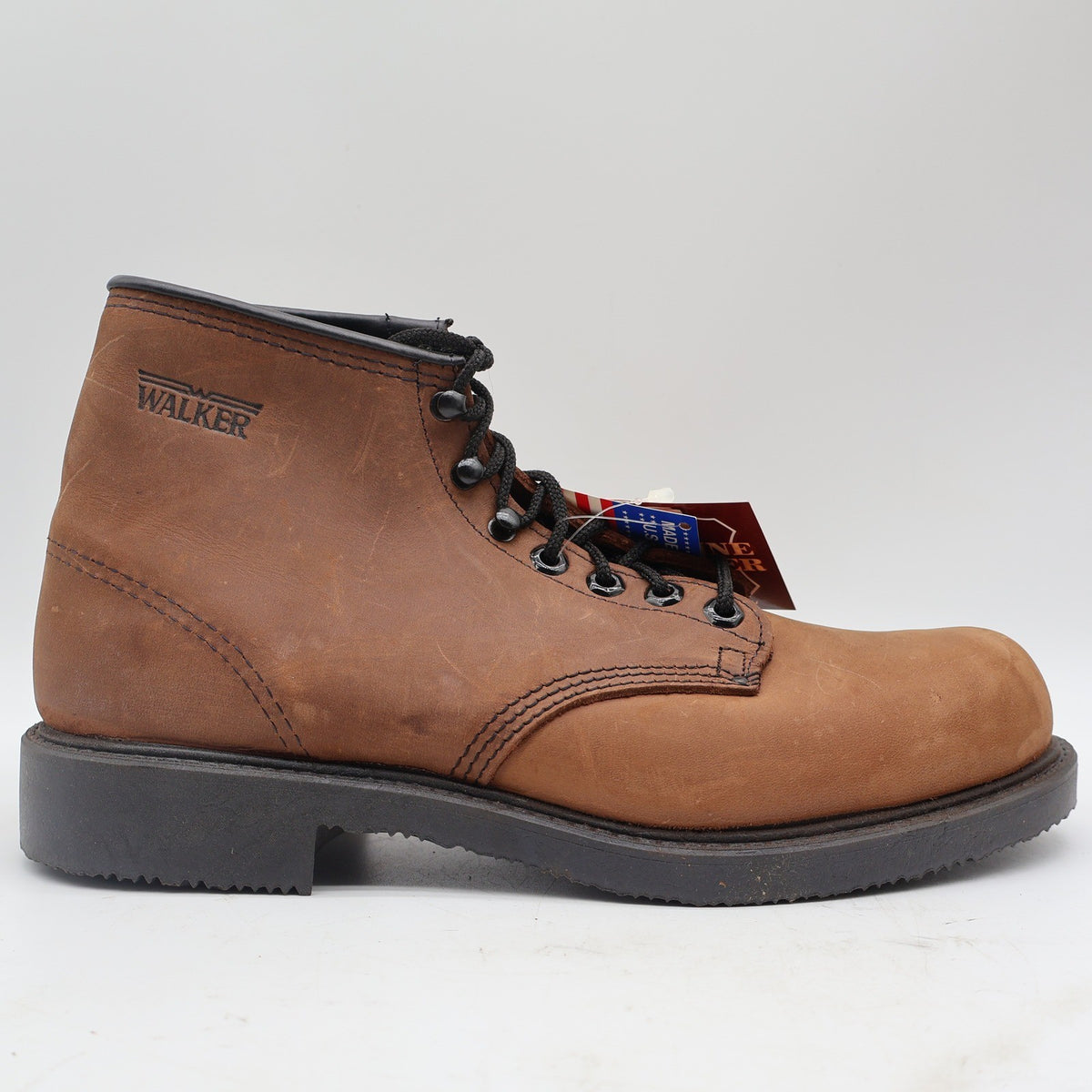 Walker Work Boots Mens 10 D Vintage Made in USA Brown Leather Lace Up 685 NEW - take2supply