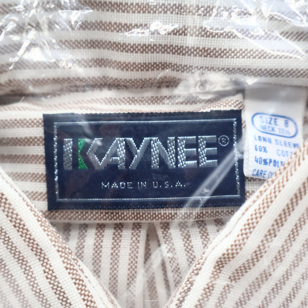 Kaynee Boys 8 Brown White Striped Long Sleeve Button Down Shirt USA NWT NOS - take2supply