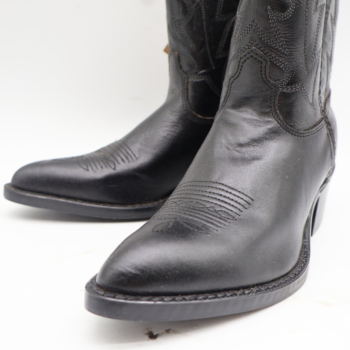 Laredo Western Boots Kids 3 Black Leather J-Toe Cowboy Boots 28-2210 New - take2supply