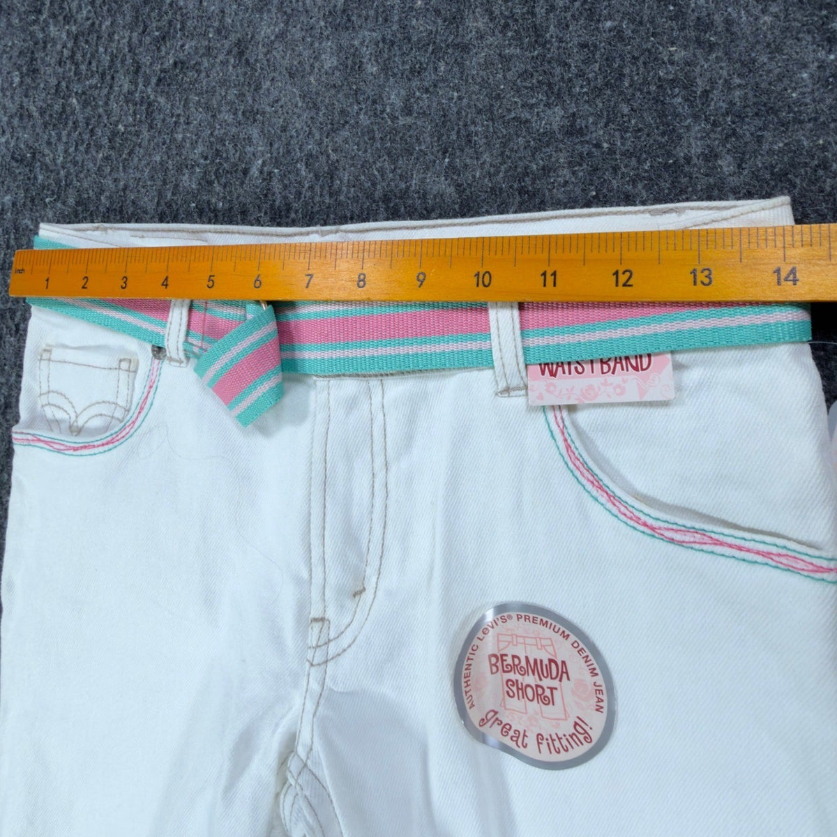 Levi's Y2K Bermuda Shorts Girls 14 White Ramie Cotton NWT C681 - take2supply